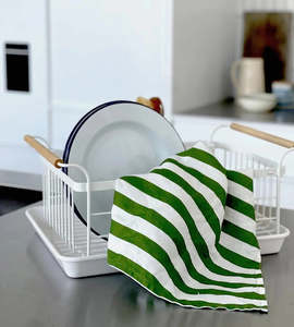 Kitchenware: Father Rabbit - Tea Towel - Olive Stripe