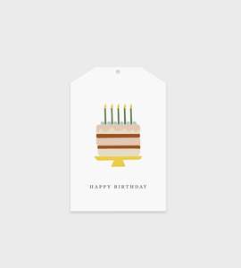 Father Rabbit - Gift Tag - Happy Birthday Cake