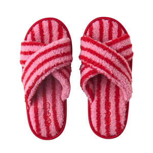 Lifestyle: KIP & CO - Candy Stripe Sherpa - Adult Slippers