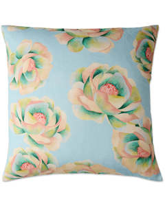 Home: KIP & CO - Big Beauty - Floral Blue Linen - European Pillowcase - 2P Set