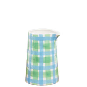 Kitchenware: Noss & Co - Milk Jug - Blue & Green Gingham