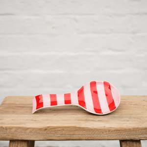 Kitchenware: Noss & Co - Spoon Rest - Pink & Red Stripe