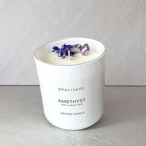 Pots Vases: Opal + Sage Candle - Amethyst - Coconut