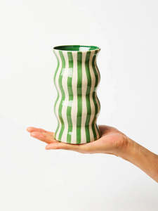 Jones & Co - Palma Green Stripe Vase