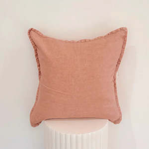 Home Lab - 100% Belgium Linen Vintage Washed Cushion- Feather Filled - Dusty Rose