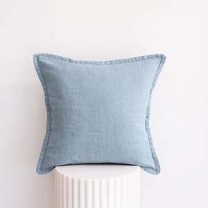Home Lab - 100% Belgium Linen Vintage Washed Cushion- Feather Filled - Light Blue