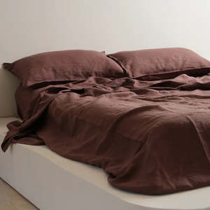 Home: Home Lab - French Flax Linen - Cocoa Sheet Set - King