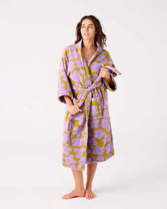 KIP & CO - Big Flower Terry Bath Robe - S/M