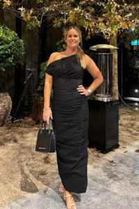 Issy One Shoulder Midi Dress - Black