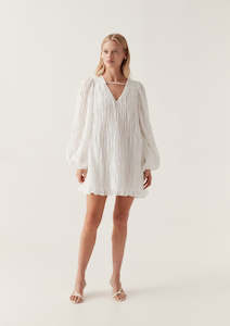 Clothing 1: Evelina Ruched Mini Dress - Ivory