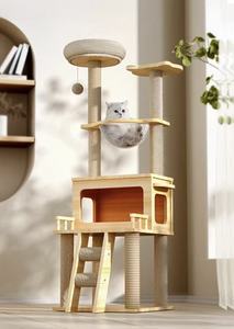 All: Multi-Layer Wooden Cat Tree (147cm) with Space Capsule Bed & Scratching Posts