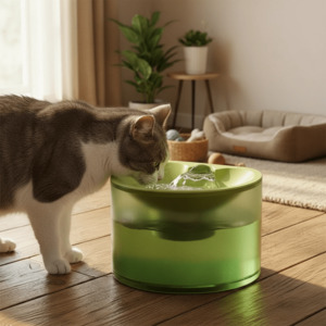All: Pet Water Fountain with Natural Spring Flow Black & Green