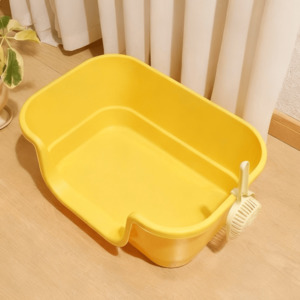 All: Open Cat Litter Tray with Built-In Scoop – Durable Plastic Design