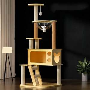 Wooden Cat Tree with Space Capsule 138CM