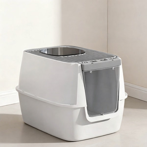 Pre-Order: 58cm Top-Exit Enclosed Cat Litter Box with Filter Lid – Grey