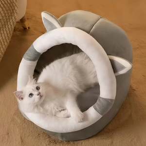 Cat Furniture Design: CozyNest Soft Plush Cat Cave Bed
