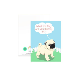 Pro Hop Accessories: Pro & Hop Pug Pup Greeting Card