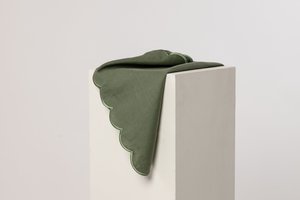 Scallop Linen Napkin - Olive Twist ( Set of 4 ) PREORDER - Olive