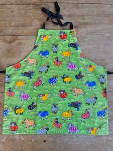 Children's Apron Kiwiana Farm Fun Sheep Green