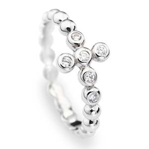 Products: Amen Cross Ring with Crystals - Silver
