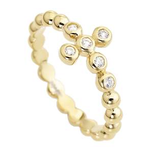 Products: Amen Cross Ring with Crystals - Gold