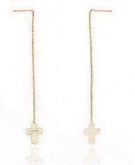 Products: Amen Thread Cross Earrings - Gold