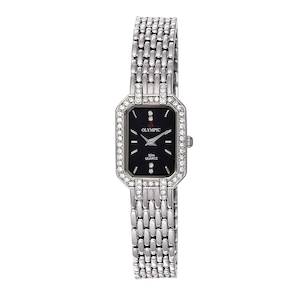 Ladies Watches: Ladies Steel Stone Set - Black Dial