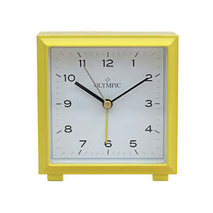 Olympic Alarm Clocks: Square Metal Alarm Clock - Yellow