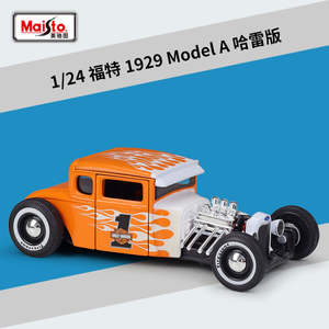 Car Body Style Convertible Coupe: Maisto 1/24 Ford Model A Close Box 1929 Harley-Davidson Edition Vintage Car Model