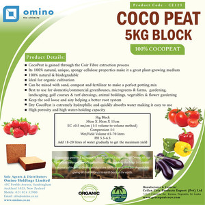 Products: CocoPeat 100% - 5kg Compressed Block Omino
