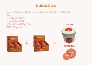 Omrub Wholesale: BUNDLE 3A - 1 x 60g 10 pack + 1 x 24g 10 pack + 500g Tub (FREE Tins + 15% off 500g Tub + FREE Shipping)