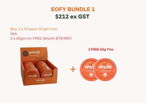 Omrub Wholesale: EOFY Bundle 1 - 1 x 60g 10 Pack + 2 x FREE 60g Tins