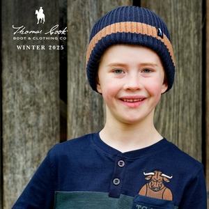 Products: Thomas Cook Kid’s Fergus Beanie Navy/Tan OS