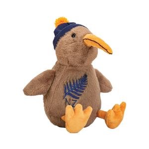 Kiwi Toy Sitting with Navy Beanie & Fern 23cm
