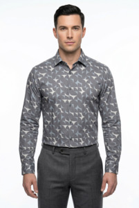 Geometric Cotton Dress Shirt