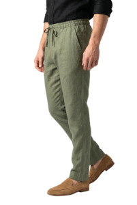 The Drawstring Trouser in Green Olive