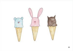 Food: Ice Cream Animals Art Print