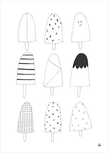 Ice Blocks Black & White Art Print