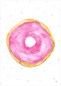 Food: Donut Art Print - Pink