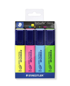 Stationery Ar: Highlighter Staedtler Textsurfer 4 Pack - Stationery-Writing : Onehunga Books & Stationery - STAEDTLER HIGHLIGHTERS OPTIONAL