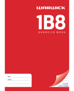 School Stationery Packs: EXERCISE BOOK WARWICK 1B8 A4 7MM 36LF - School Stationery-Exercise Books : Onehunga Books & Stationery - WARWICK EXERCISE BOOKS CORE MICRO BTS2026