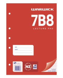 Stationery Ar: PAD LECTURE WARWICK 7B8 7MM RULED A4 75LF - Stationery-General : Onehunga Books & Stationery - WARWICK REFILL PADS OPTIONAL BTS2026