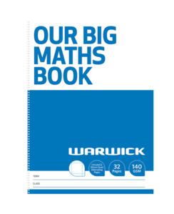 School Stationery Packs: WARWICK OUR BIG MATHS BOOK 30MM QUAD - School Stationery-Speciality Exercise Books : Onehunga Books & Stationery - WARWICK EXERCISE BOOKS OPTIONAL BTS2026