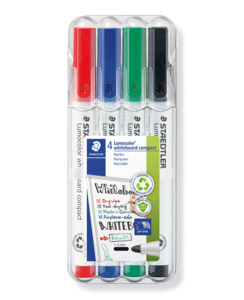 Stationery Ar: WHITEBOARD MARKER STAEDTLER COMPACT WALLET 4 ASSTD - Stationery-Writing : Onehunga Books & Stationery - STAEDTLER WHITEBOARD MARKERS CORE SML BTS2026