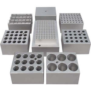 Heating Block, Single Wide, Aluminum, 12 x 16 mm diammeter tubes