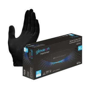 GloveOn®-Hammer Black Nitrile Exam Gloves, Standard Cuff, Large (Carton of 10 &hellip;