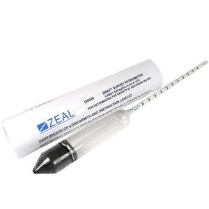 G H Zeal: Draft Survey Hydrometer, 0.990/1.040 kg/L @ 15°C 330mm long x 0.0005 divisions