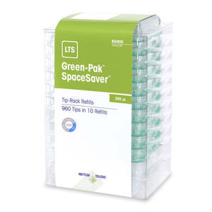 Tip 250ul, For Rainin Pipettes With LTS LiteTouch, Green-Pak Spacesaver Stacked Refills