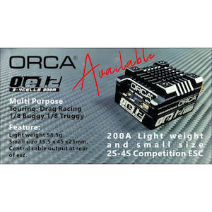 ORCA: OE1.2 200A PRO ESC 2-4S 1/10, 1/8 Buggy/Truggy, Drag Racing