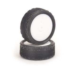 SCHUMACHER: CACTUS FUSION - 1/10 4WD BUGGY FRONT TYRE - YELLOW (PRE-GLUED)